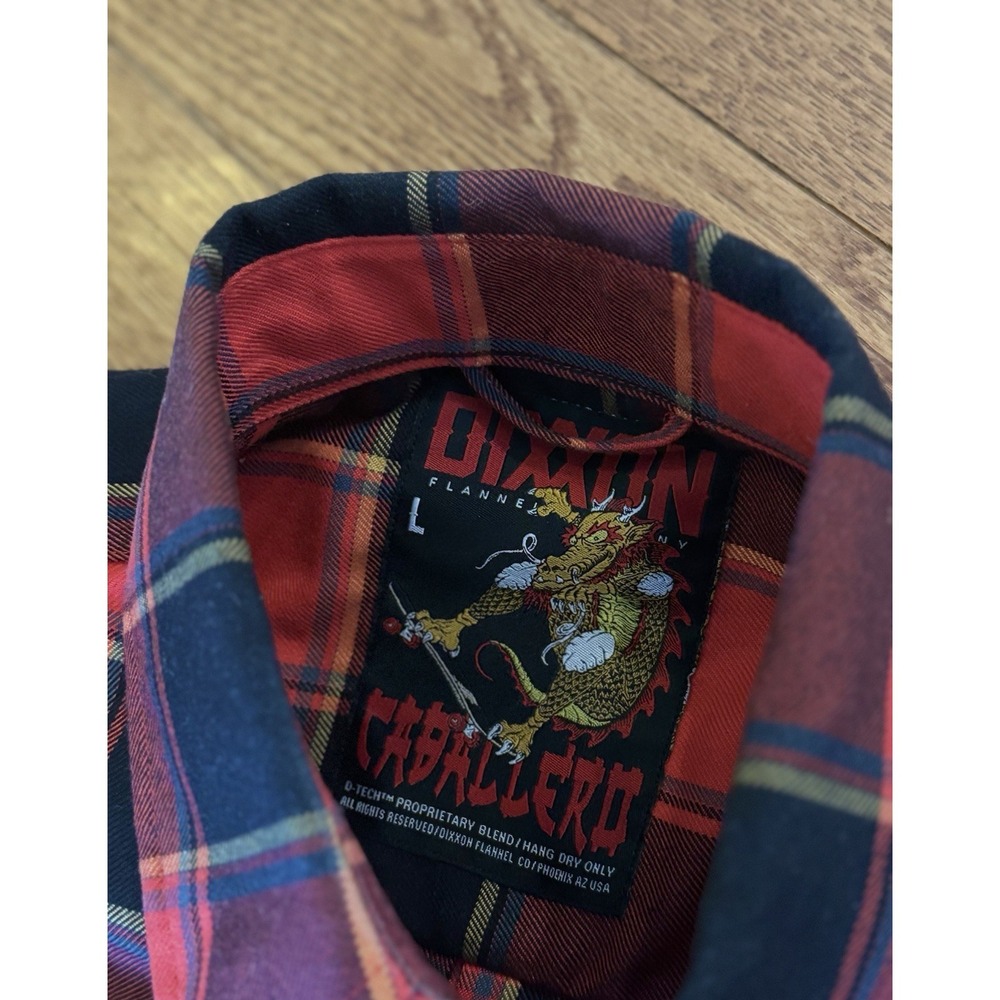 Dixxon Flannel x Steve Caballero Dragon Red Plaid Shirt Men's Large LS Snap - Picture 4 of 8